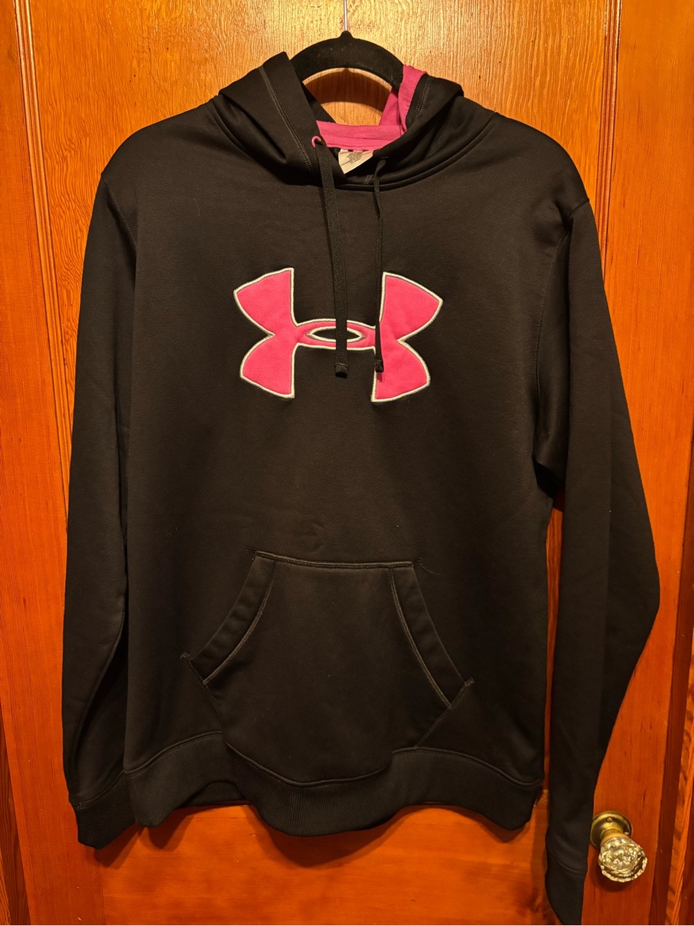 Under Armour Black Hoodie with Hot Pink Trim and Tag